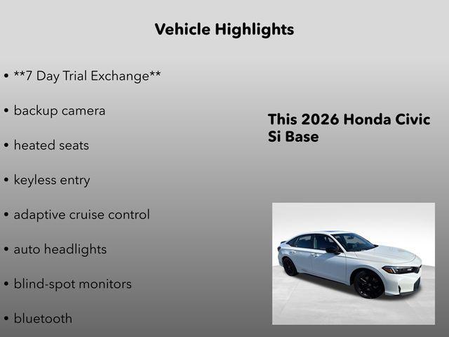 new 2026 Honda Civic Si car, priced at $38,345