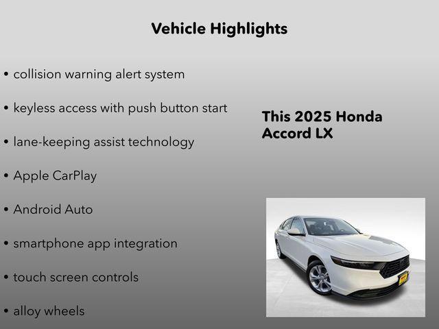 new 2025 Honda Accord car, priced at $28,445