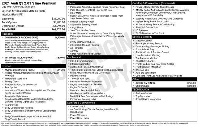 used 2021 Audi Q3 car, priced at $24,699