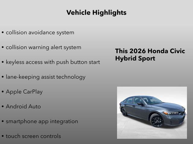 new 2026 Honda Civic Hybrid car, priced at $28,195