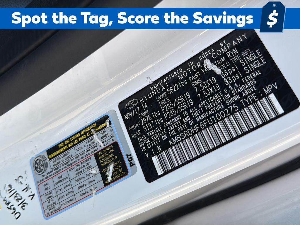 used 2015 Hyundai Santa Fe car, priced at $9,350