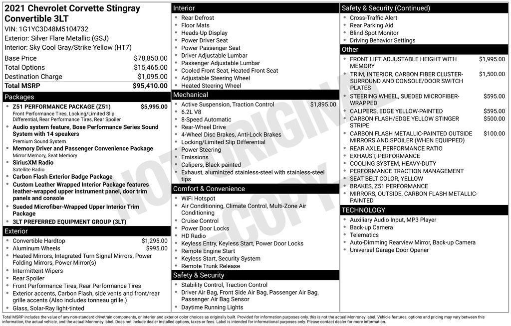 used 2021 Chevrolet Corvette car, priced at $69,998