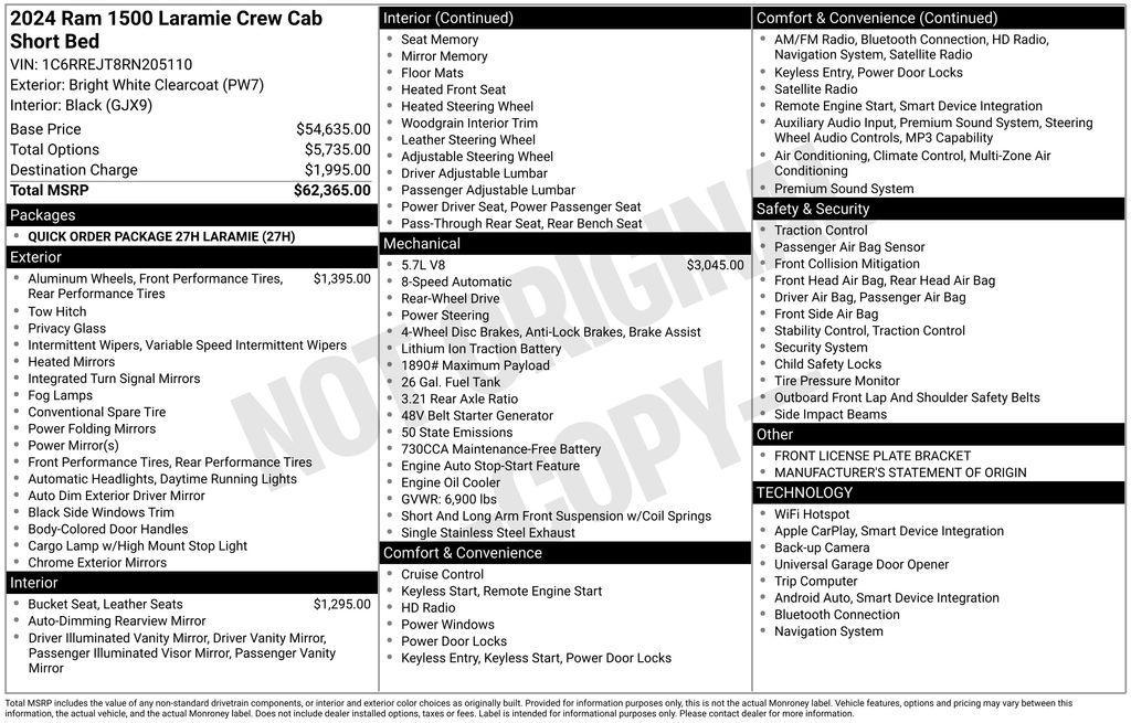 used 2024 Ram 1500 car, priced at $34,998