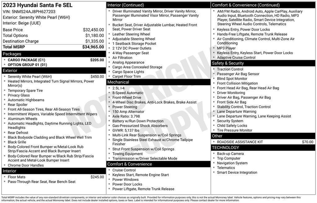 used 2023 Hyundai Santa Fe car, priced at $26,998