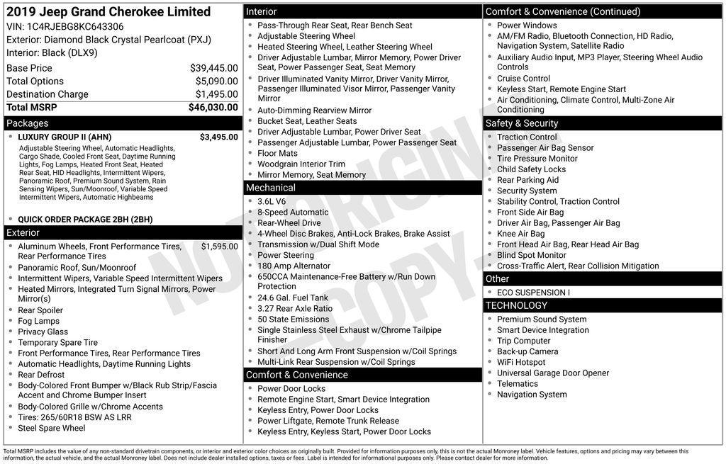 used 2019 Jeep Grand Cherokee car, priced at $18,998