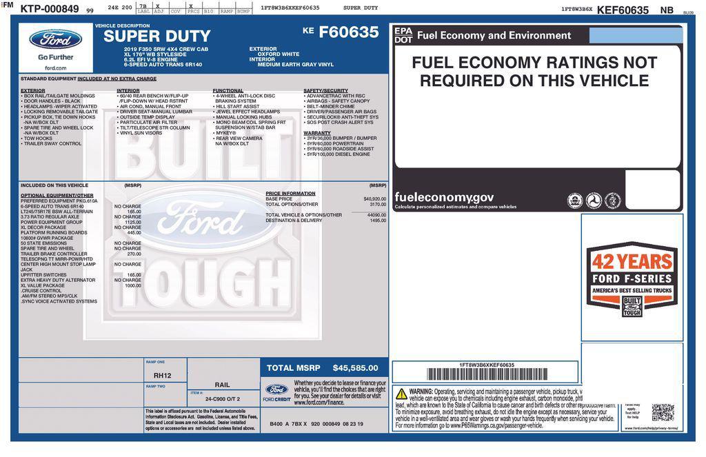 used 2019 Ford F-350 car, priced at $38,894