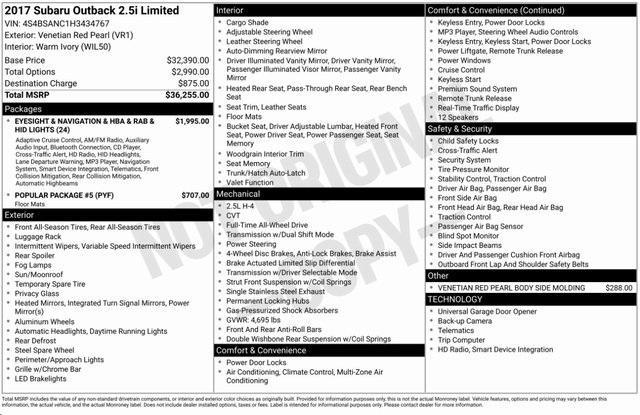 used 2017 Subaru Outback car, priced at $10,880