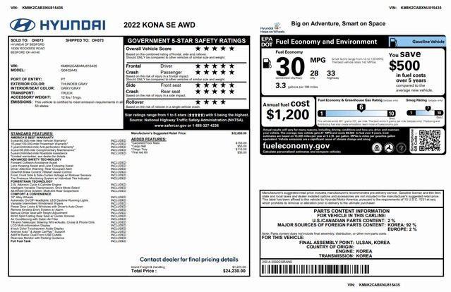 used 2022 Hyundai Kona car, priced at $14,999