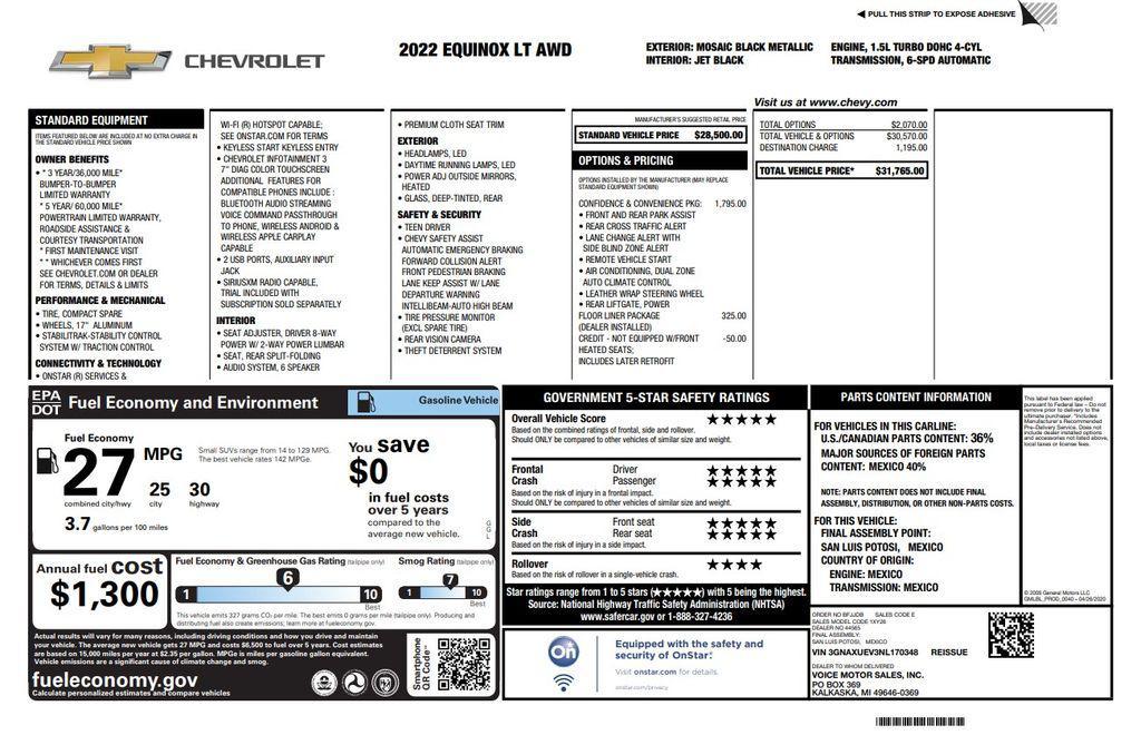 used 2022 Chevrolet Equinox car, priced at $19,485