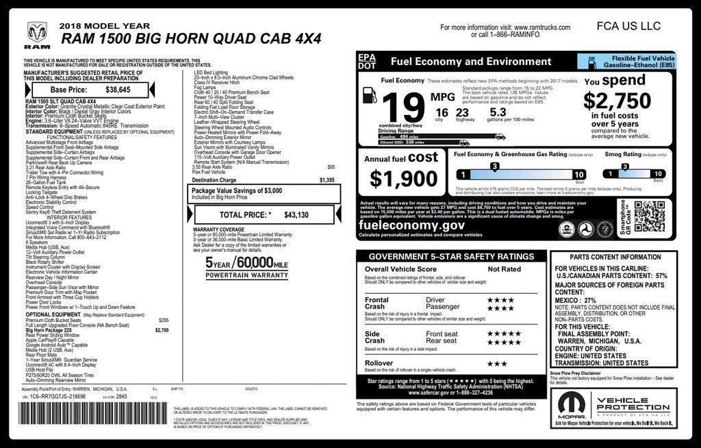 used 2018 Ram 1500 car, priced at $17,995
