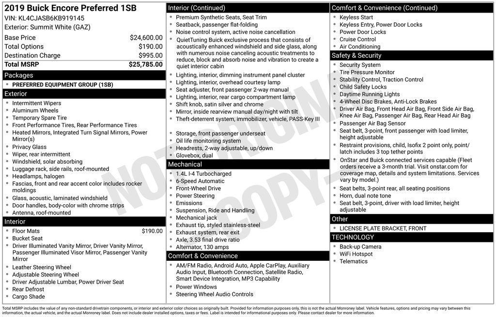 used 2019 Buick Encore car, priced at $13,727