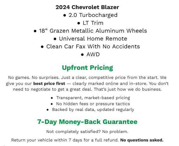 used 2024 Chevrolet Blazer car, priced at $26,990