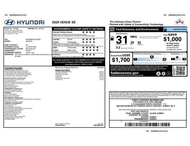 used 2025 Hyundai Venue car, priced at $19,499