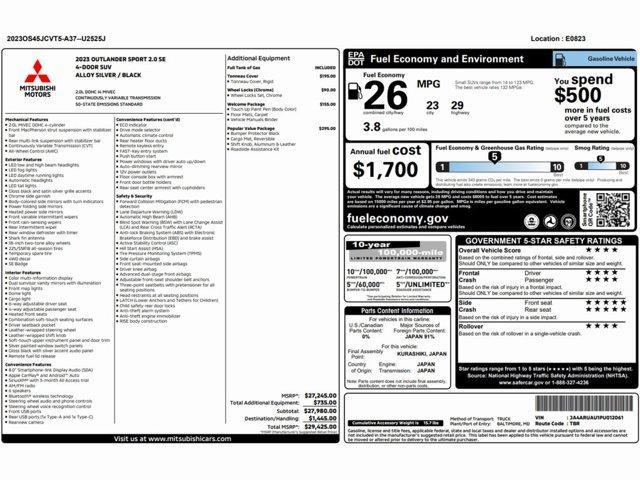 used 2023 Mitsubishi Outlander Sport car, priced at $16,999