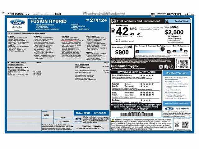 used 2019 Ford Fusion Hybrid car, priced at $12,999