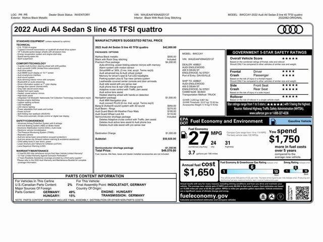 used 2022 Audi A4 car, priced at $26,499