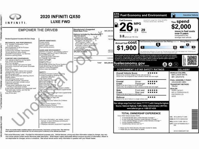 used 2020 INFINITI QX50 car, priced at $16,499
