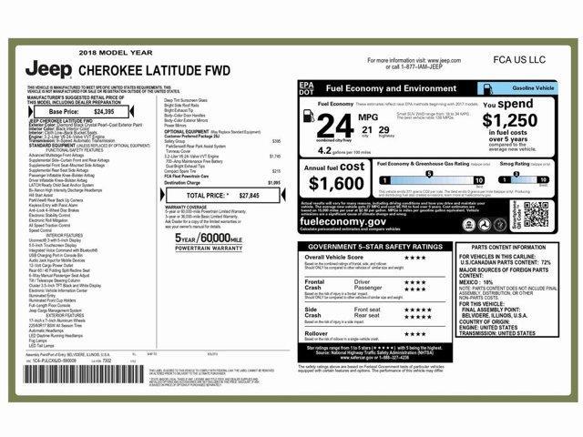 used 2018 Jeep Cherokee car, priced at $13,999