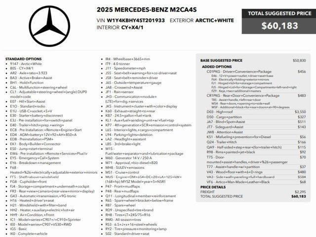 used 2025 Mercedes-Benz Sprinter 2500 car, priced at $41,199