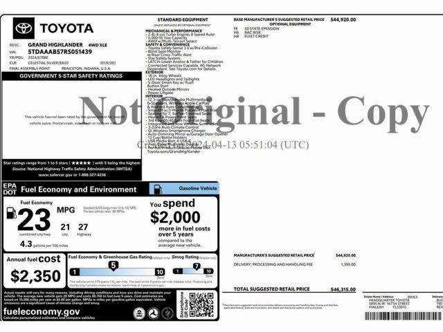 used 2024 Toyota Grand Highlander car, priced at $37,499