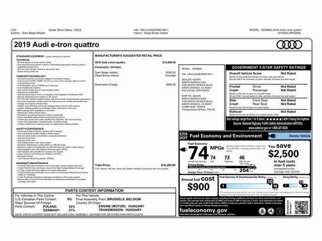 used 2019 Audi e-tron car, priced at $17,998