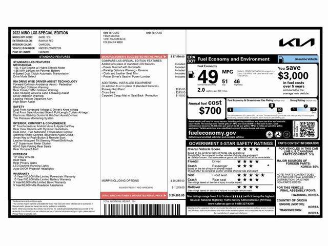 used 2022 Kia Niro car, priced at $13,999