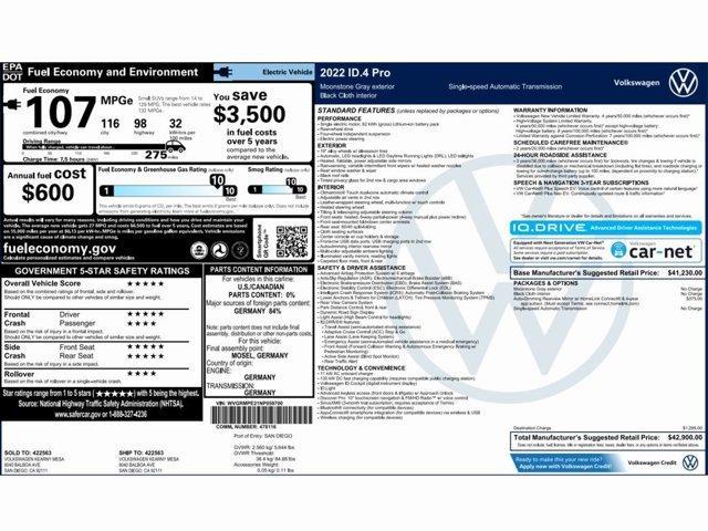 used 2022 Volkswagen ID.4 car, priced at $13,999