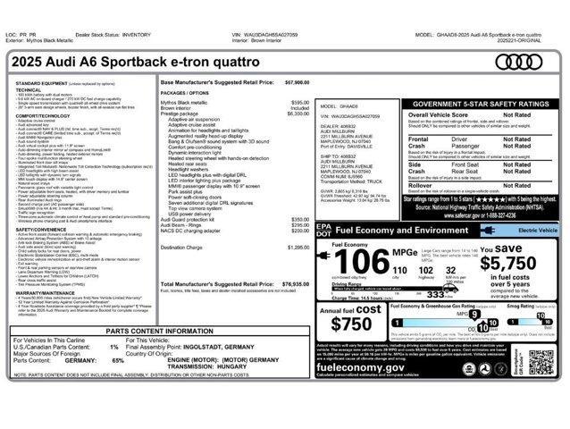 used 2025 Audi A6 e-tron car, priced at $46,489