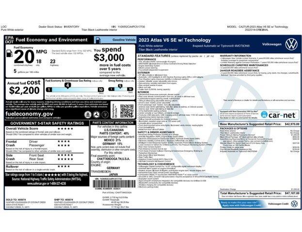 used 2023 Volkswagen Atlas car, priced at $27,498