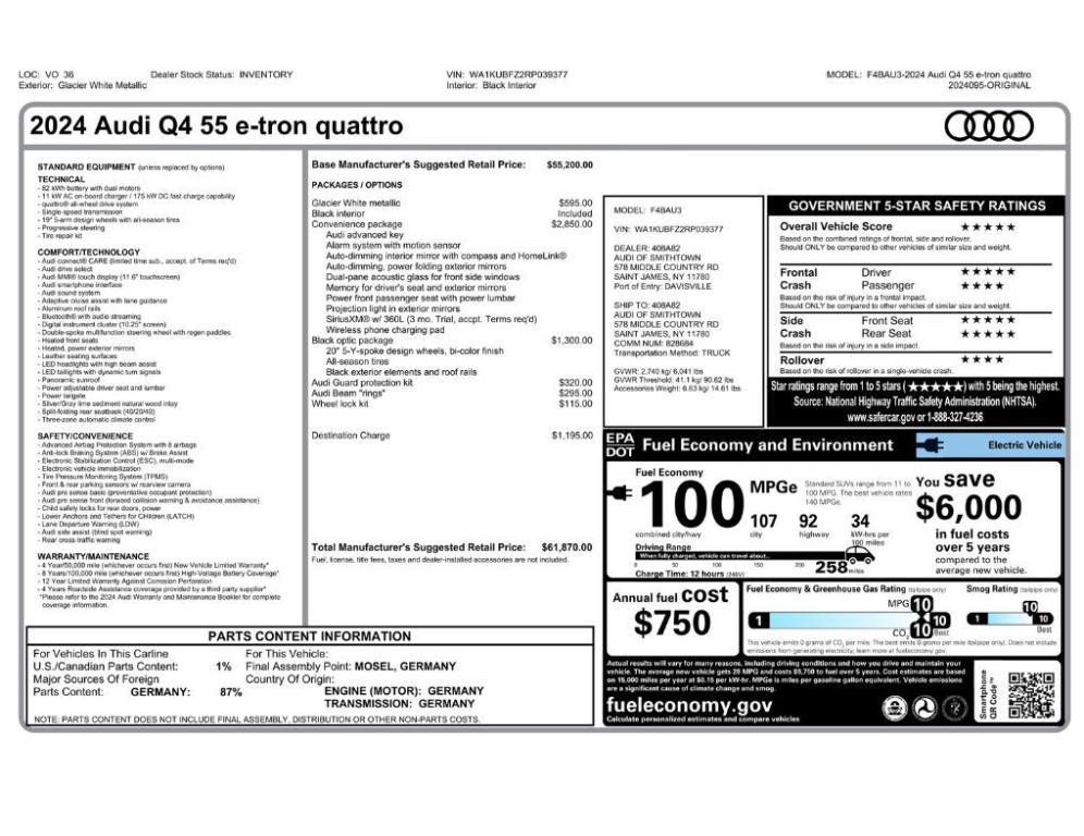 used 2024 Audi Q4 e-tron car, priced at $25,999