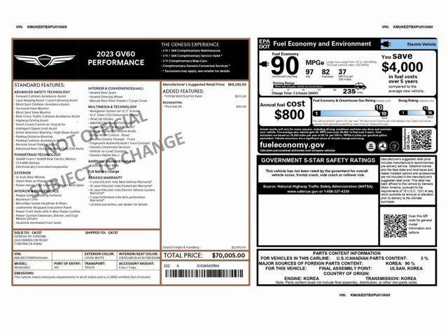 used 2023 Genesis GV60 car, priced at $25,999
