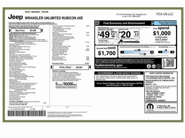 used 2021 Jeep Wrangler Unlimited 4xe car, priced at $25,999