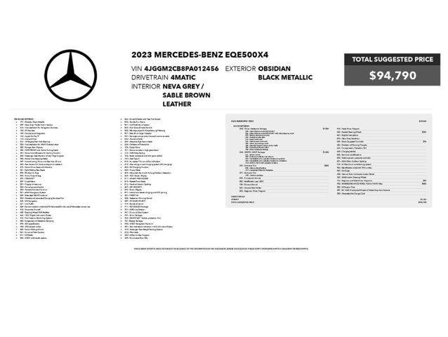 used 2023 Mercedes-Benz EQE 500 car, priced at $33,489