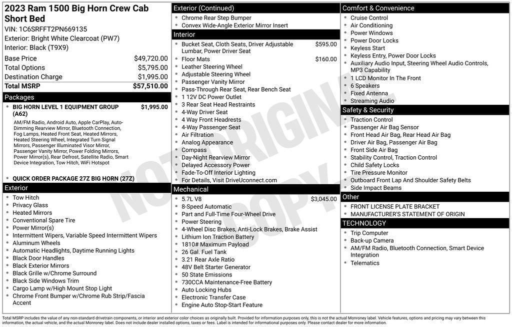 used 2023 Ram 1500 car, priced at $40,838