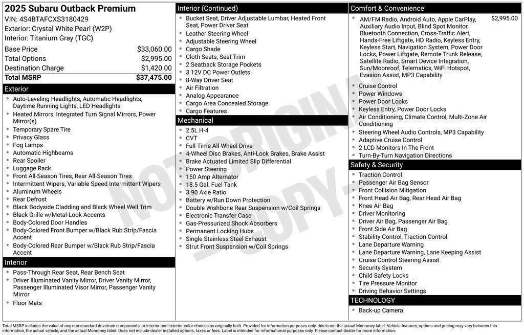used 2025 Subaru Outback car, priced at $28,976