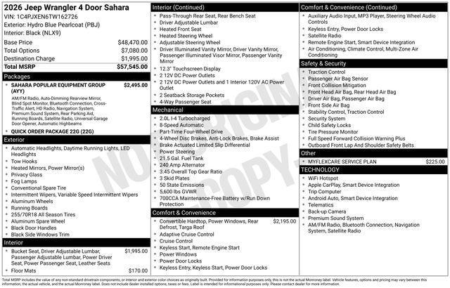 new 2026 Jeep Wrangler car, priced at $52,349