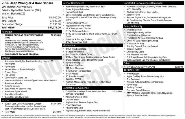 new 2026 Jeep Wrangler car, priced at $52,349