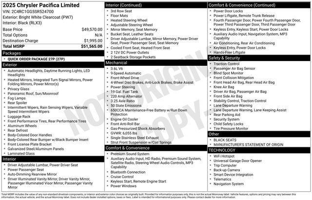 used 2025 Chrysler Pacifica car, priced at $38,882