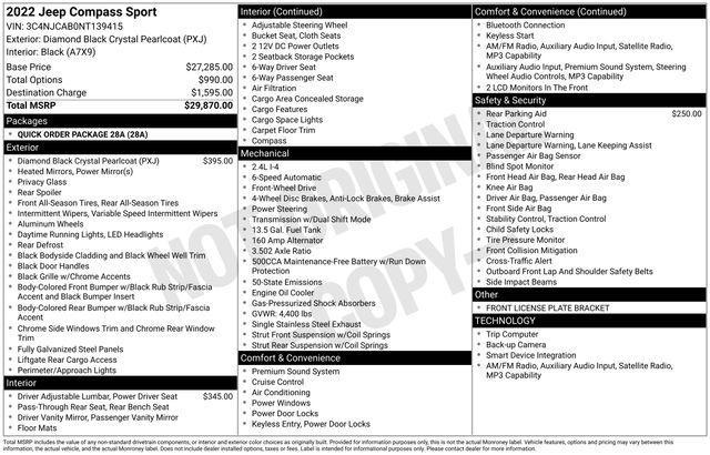 used 2022 Jeep Compass car, priced at $20,991