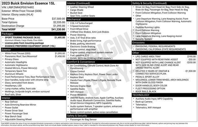 used 2023 Buick Envision car, priced at $24,491