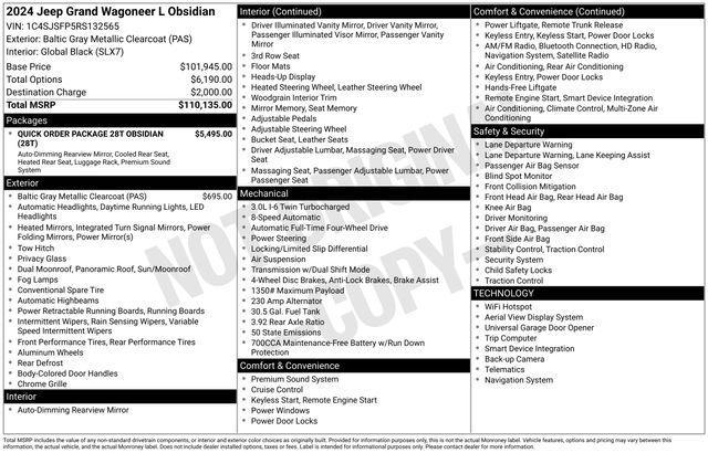 used 2024 Jeep Grand Wagoneer L car, priced at $56,992