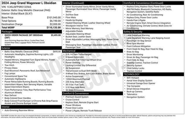 used 2024 Jeep Grand Wagoneer L car, priced at $54,493