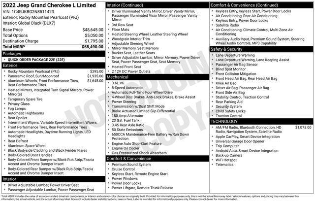 used 2022 Jeep Grand Cherokee L car, priced at $29,692