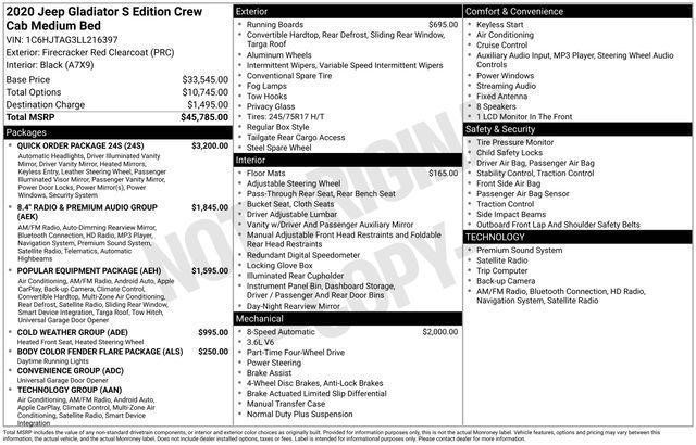 used 2020 Jeep Gladiator car, priced at $27,988