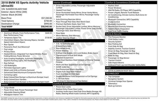 used 2018 BMW X5 car, priced at $18,491