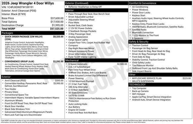 new 2026 Jeep Wrangler car, priced at $54,160