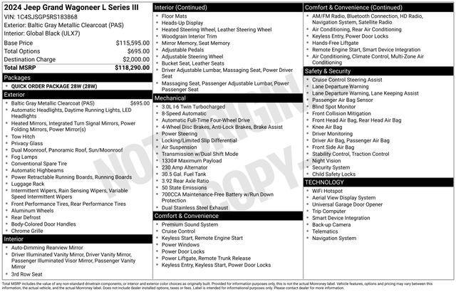 used 2024 Jeep Grand Wagoneer L car, priced at $64,991