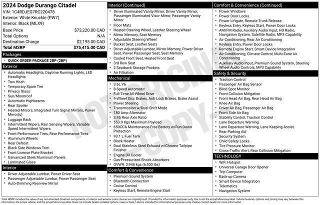 used 2024 Dodge Durango car, priced at $41,242