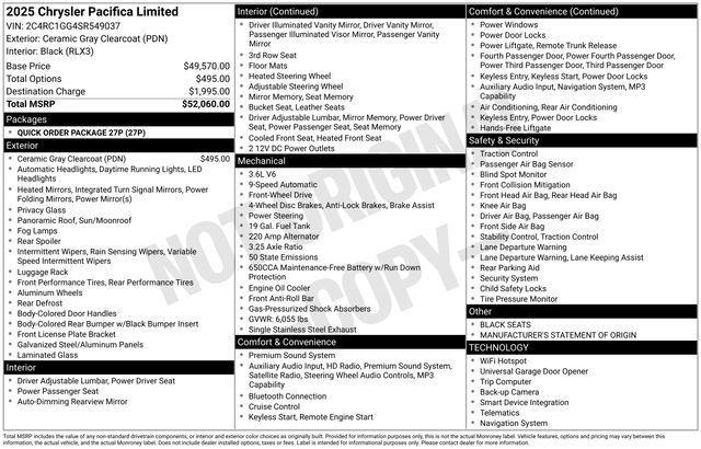 used 2025 Chrysler Pacifica car, priced at $38,822