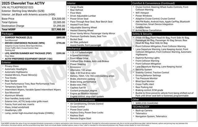 used 2025 Chevrolet Trax car, priced at $26,242